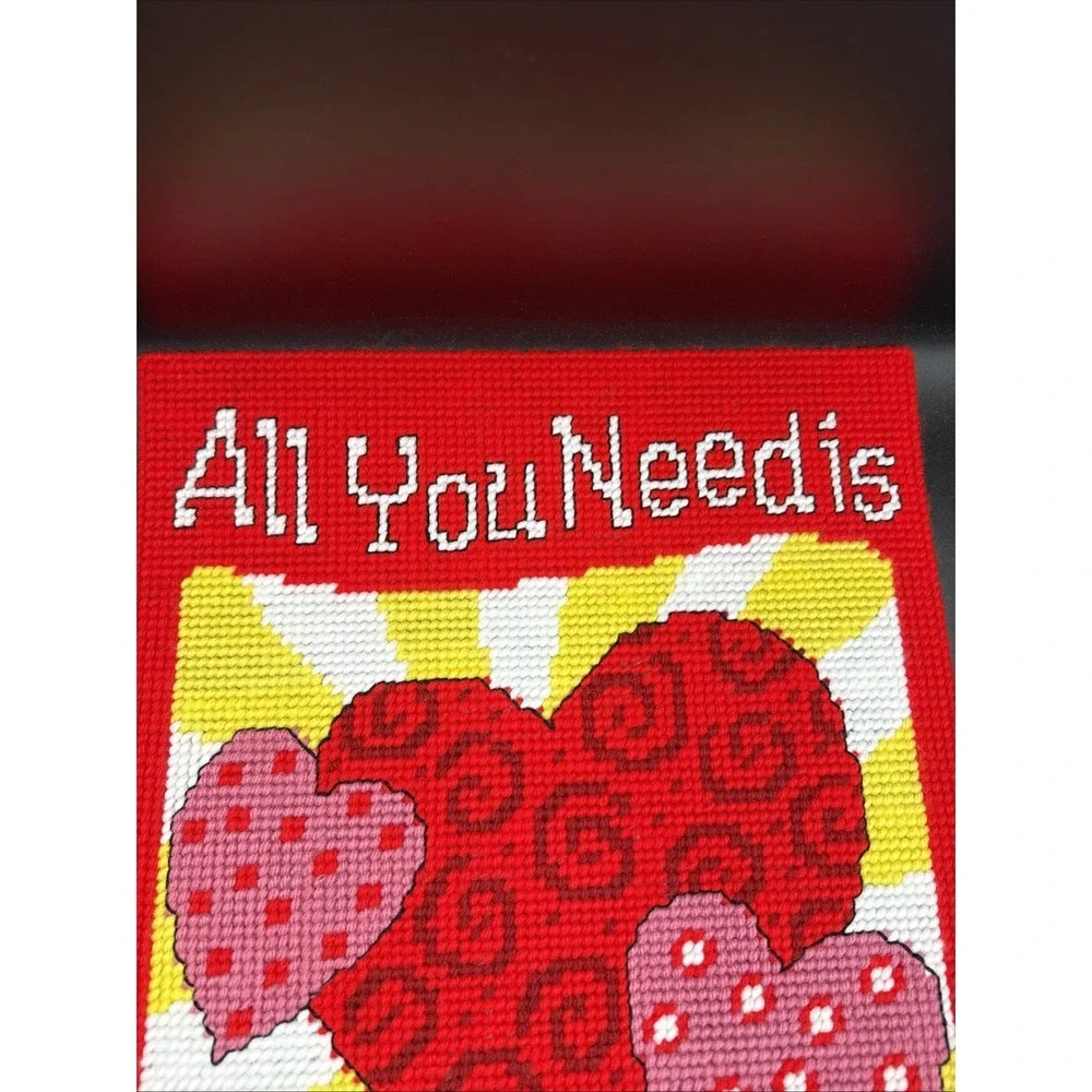 Plastic Canvas February Wall Decor Completed Red Valentine's Love 12 X 18
